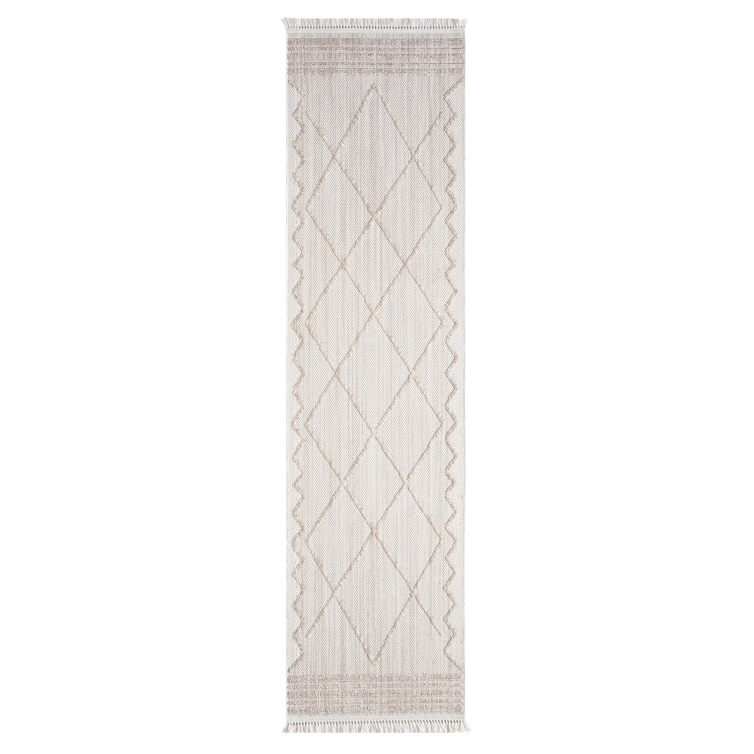 Tapis Ethnique relief à franges - Crème – STUDIO DECO