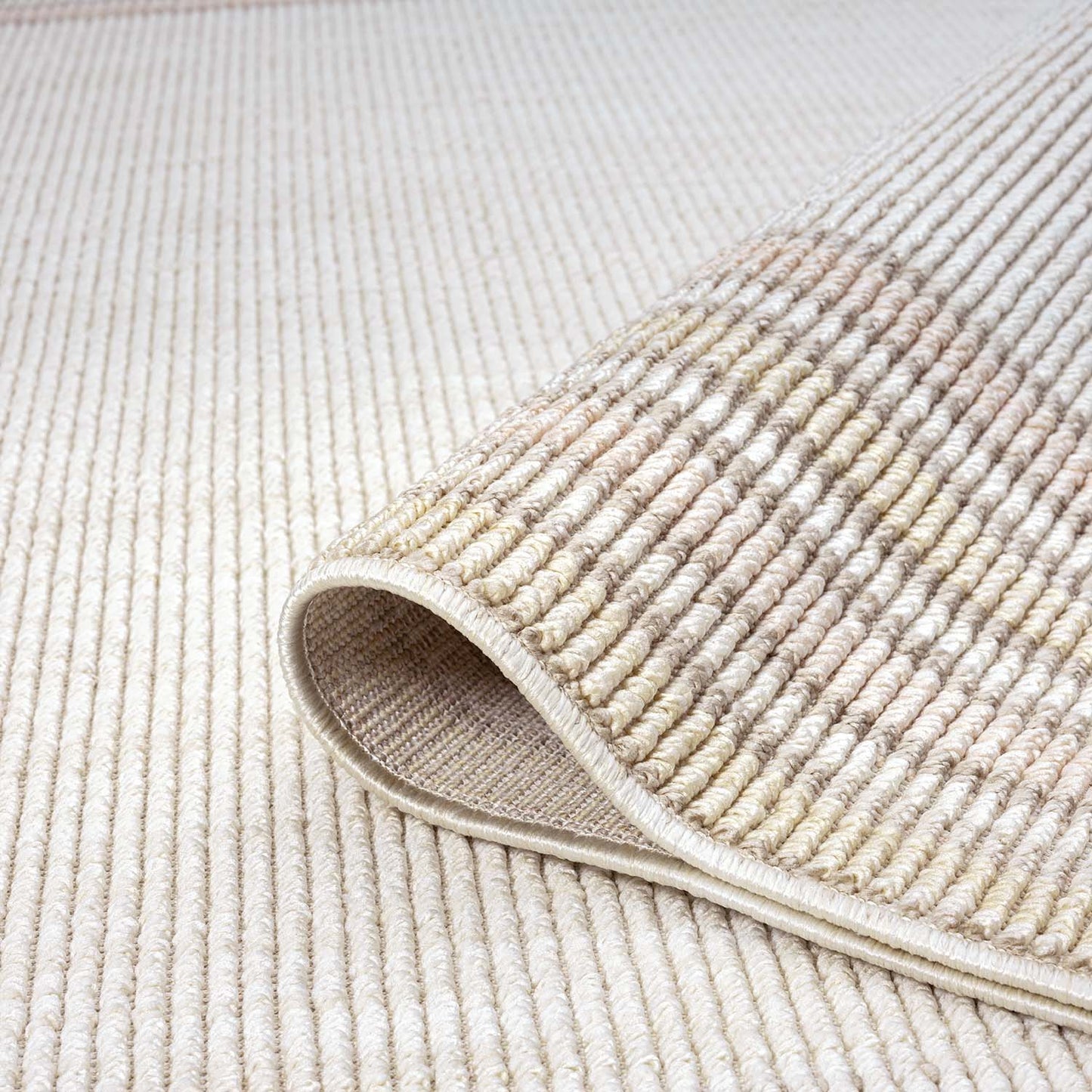 Tapis de Salon à relief à franges - Crème et Rose