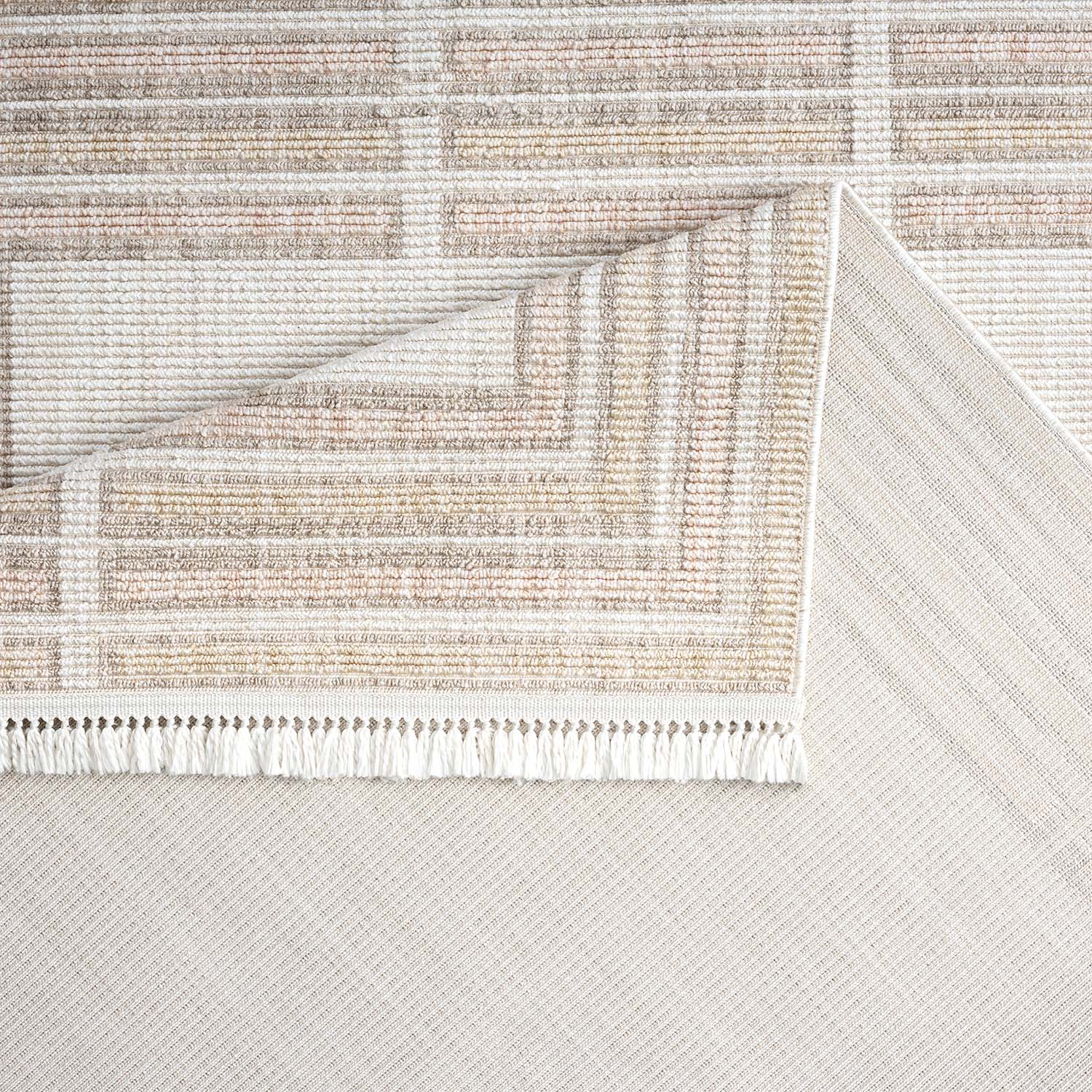 Tapis de Salon à relief à franges - Crème et Rose – STUDIO DECO