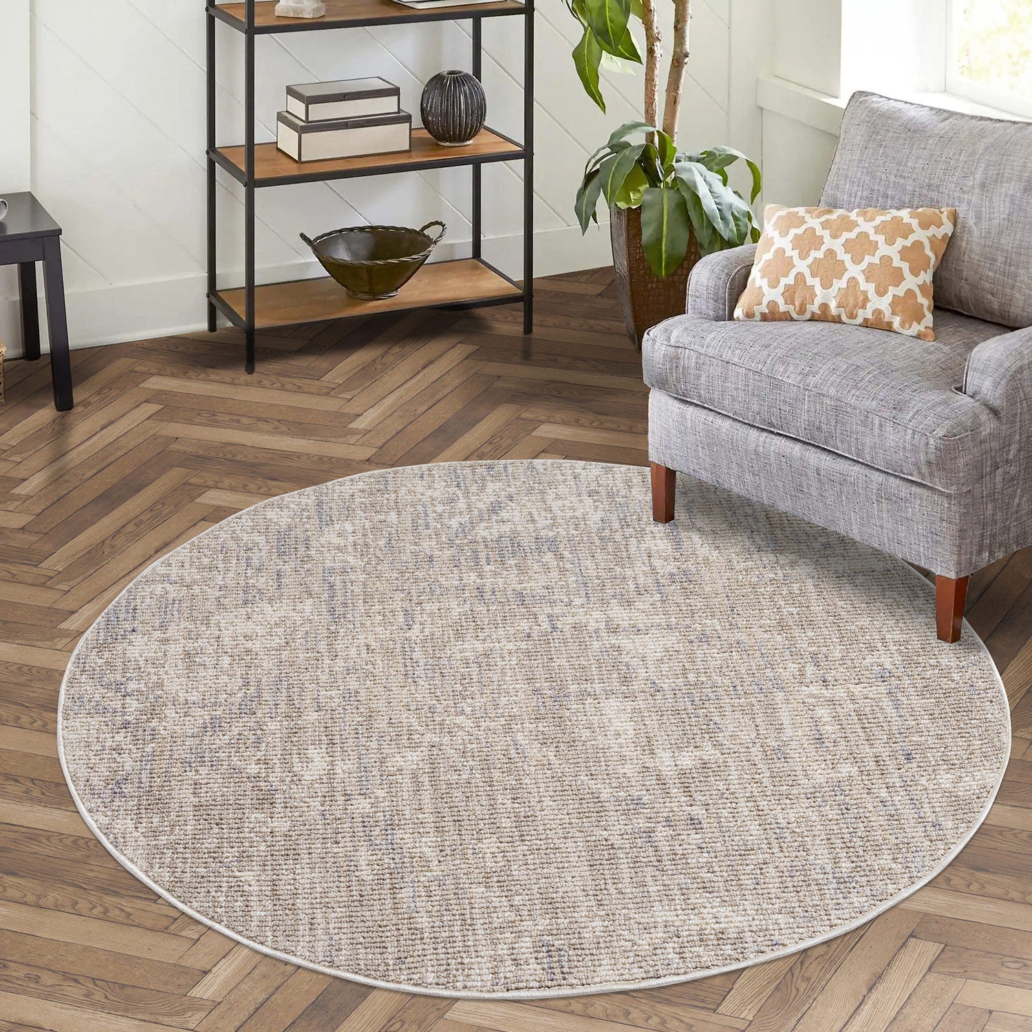 Tapis Rond Abstrait - Beige – STUDIO DECO