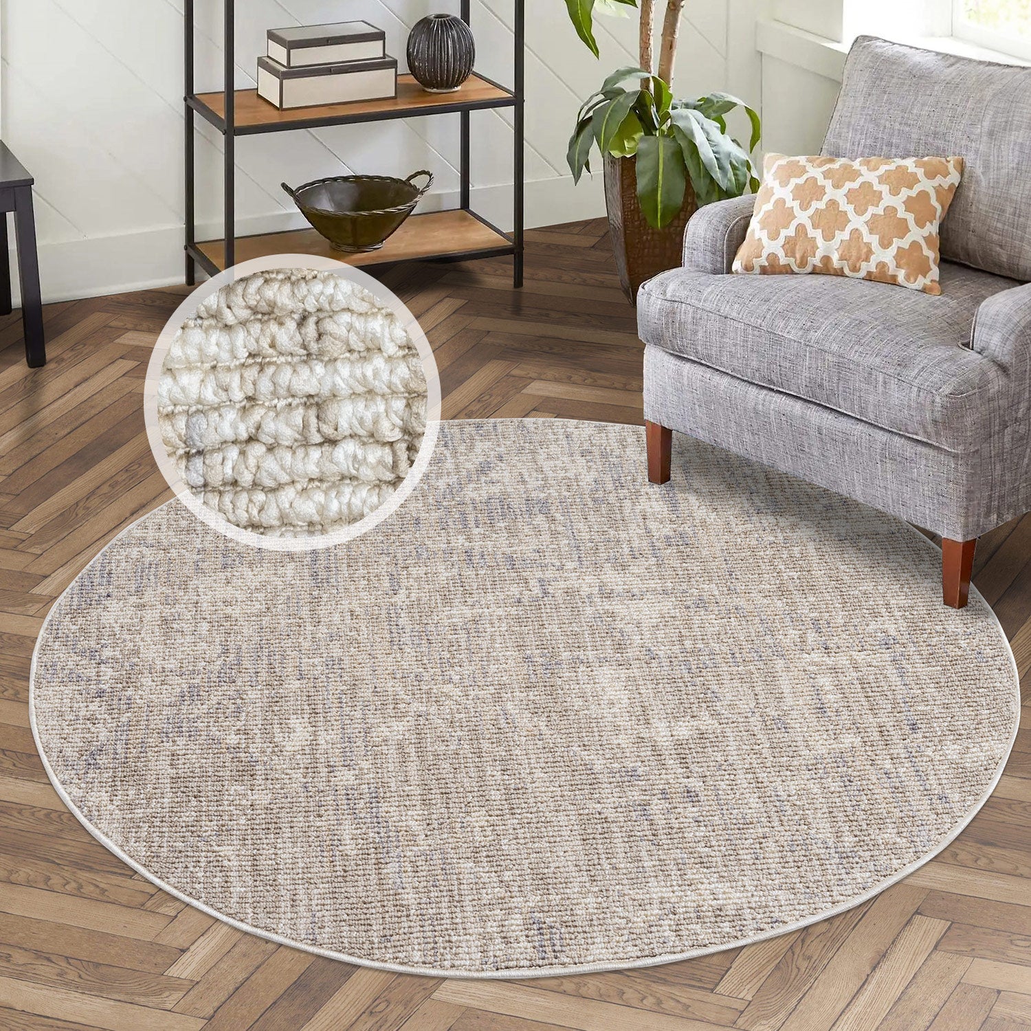 Tapis Rond Abstrait - Beige – STUDIO DECO