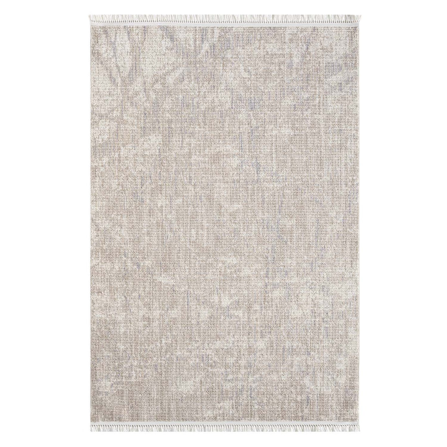 Tapis Abstrait laineux à franges - Beige