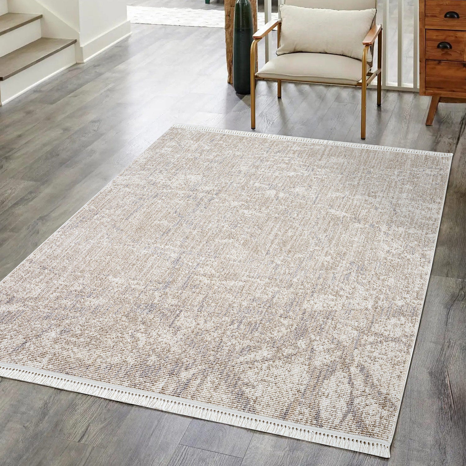 Tapis Abstrait laineux à franges - Beige – STUDIO DECO