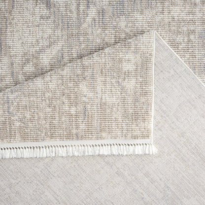 Tapis Abstrait laineux à franges - Beige