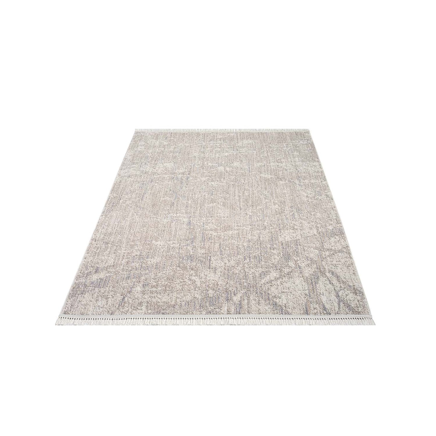 Tapis Abstrait laineux à franges - Beige