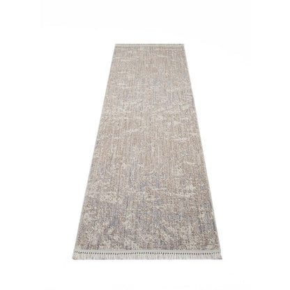 Tapis Abstrait laineux à franges - Beige