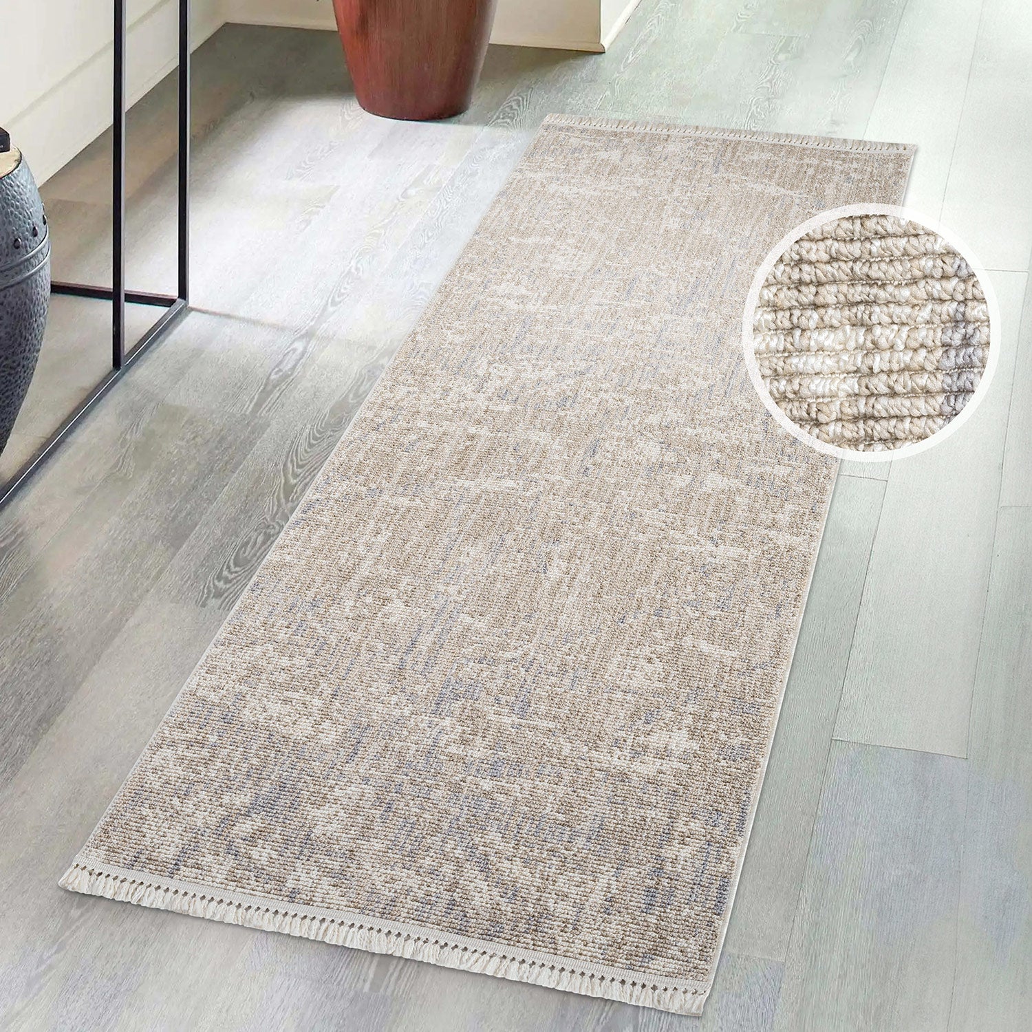 Tapis Abstrait laineux à franges - Beige – STUDIO DECO