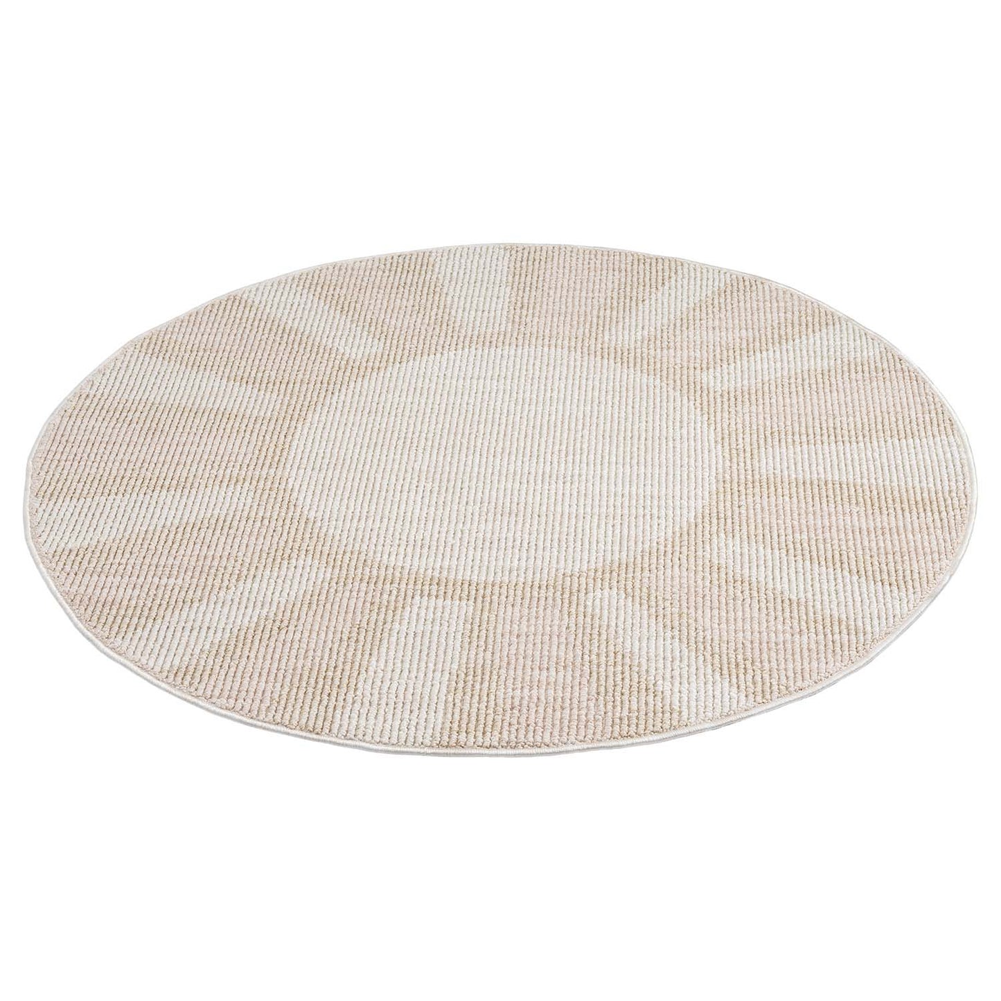 Tapis Sunny Rond laineux - Crème et Rose