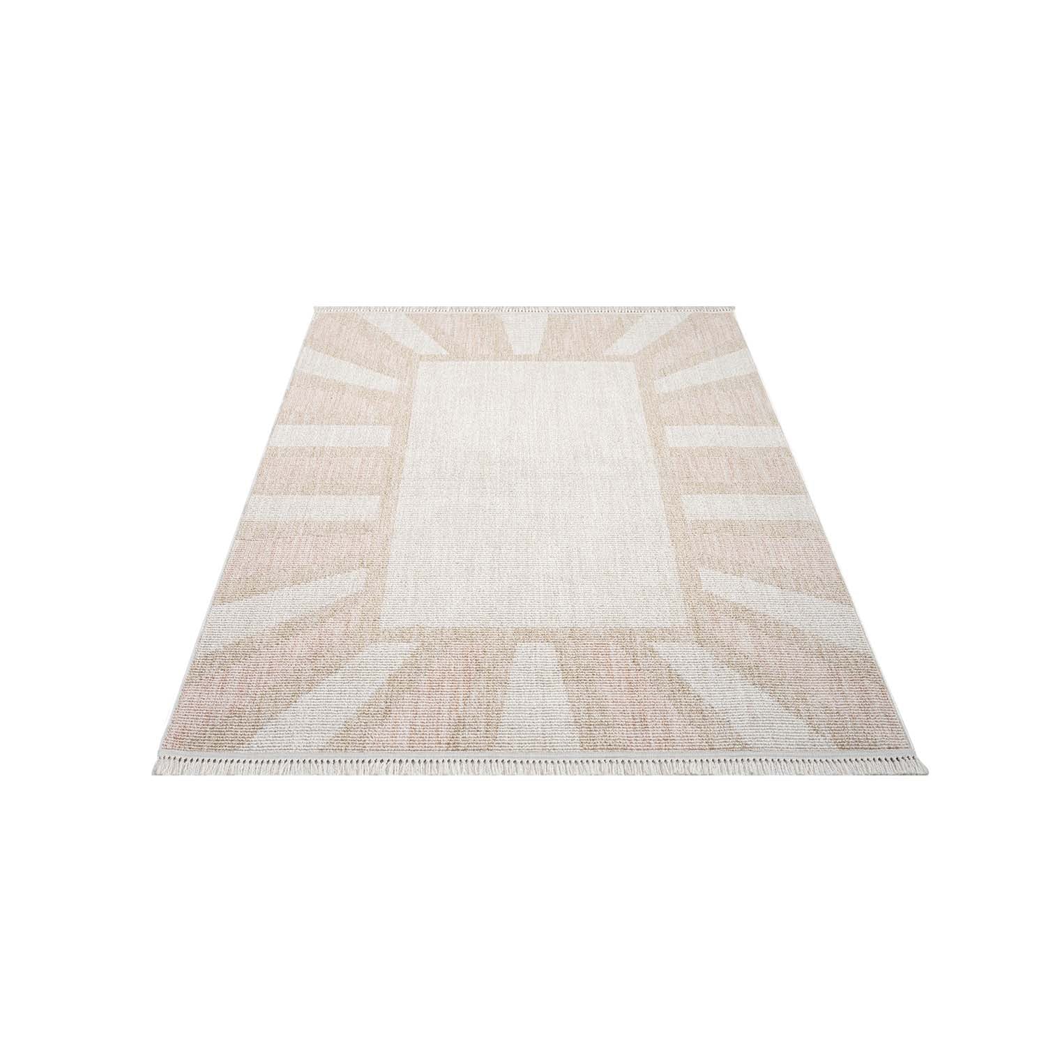 Tapis Sunny laineux à franges - Crème et Rose – STUDIO DECO