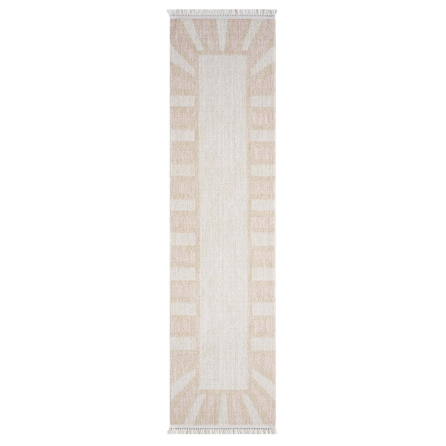 Tapis Sunny laineux à franges - Crème et Rose