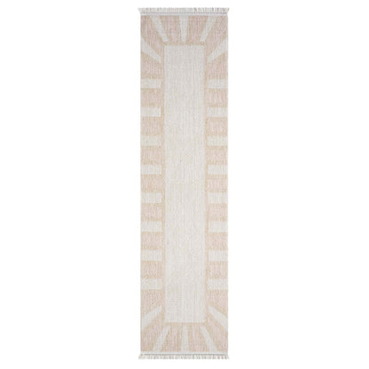 Tapis Sunny laineux à franges - Crème et Rose