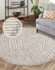 Tapis Tarza Rond à textures - Beige – STUDIO DECO