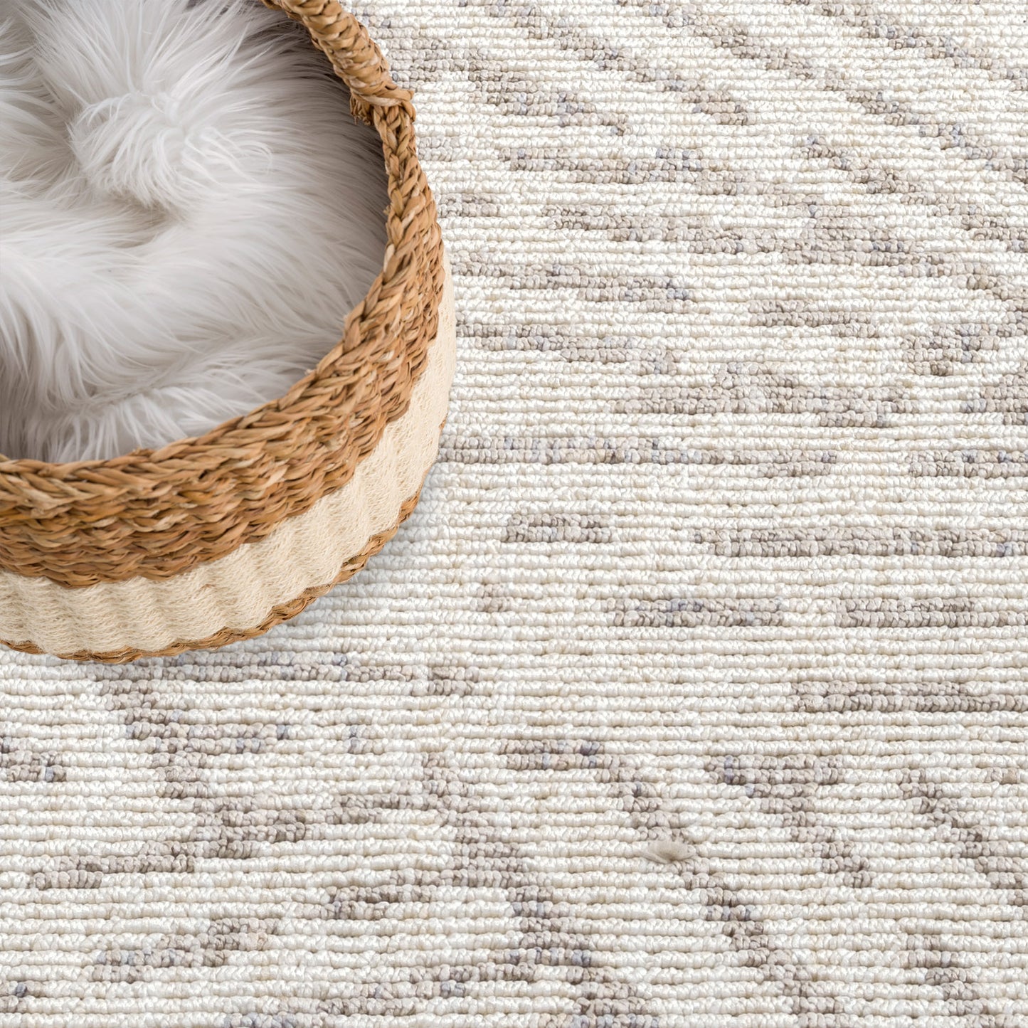 Tapis Tarza texture à franges - Beige