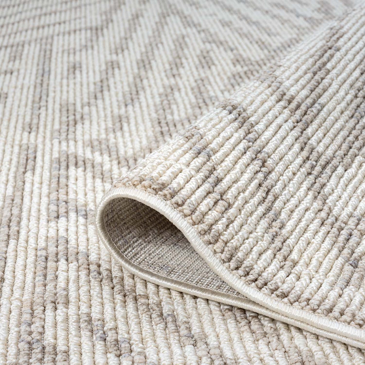 Tapis Tarza texture à franges - Beige