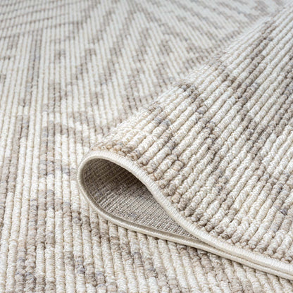 Tapis Tarza Rond à textures - Beige