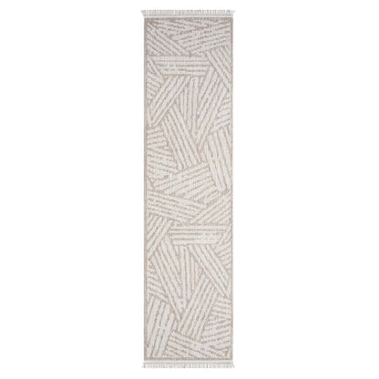 Tapis Tarza texture à franges - Beige