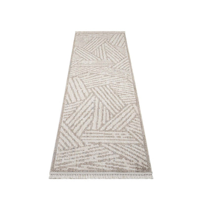 Tapis Tarza texture à franges - Beige