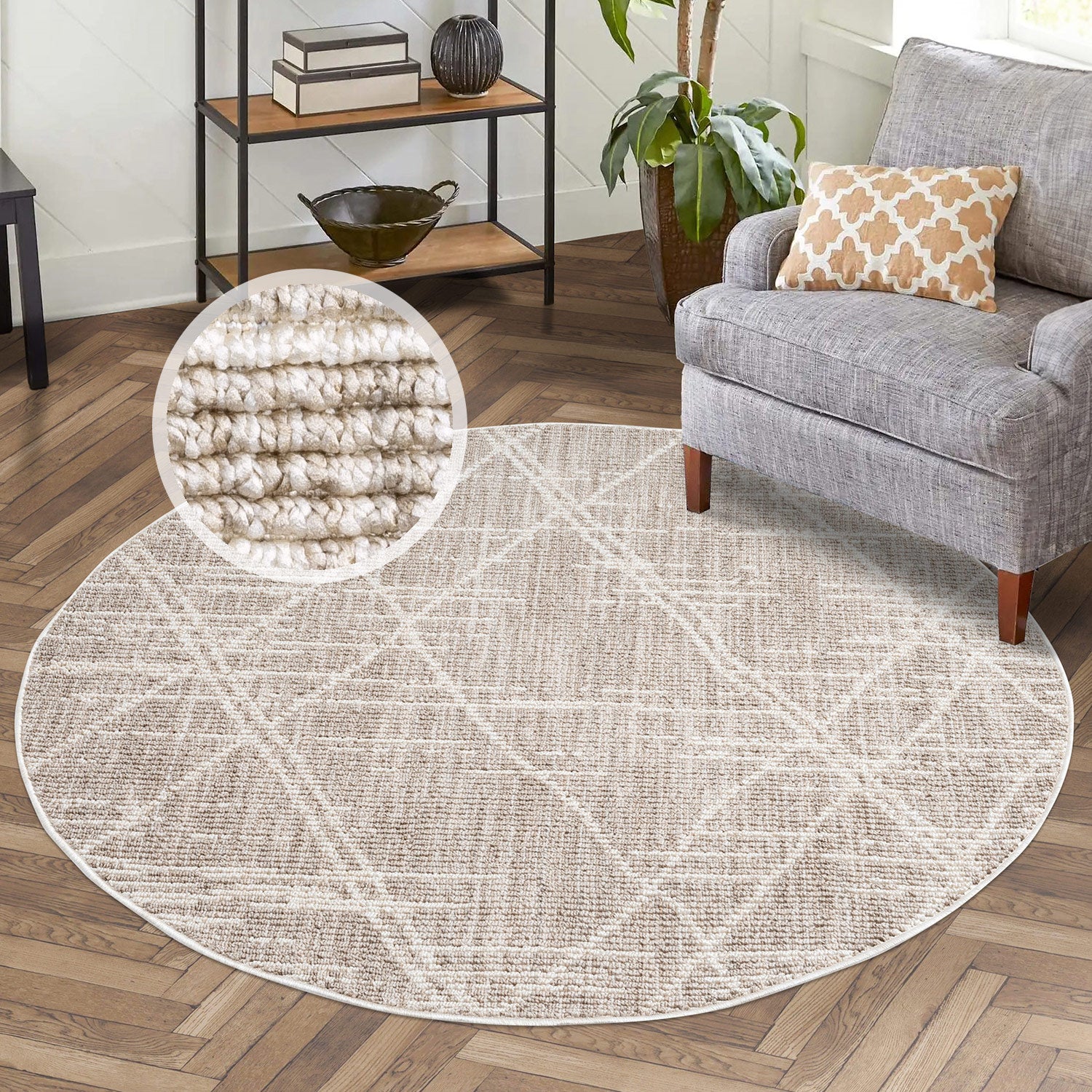 Tapis Rond Berbère à texture - Beige – STUDIO DECO