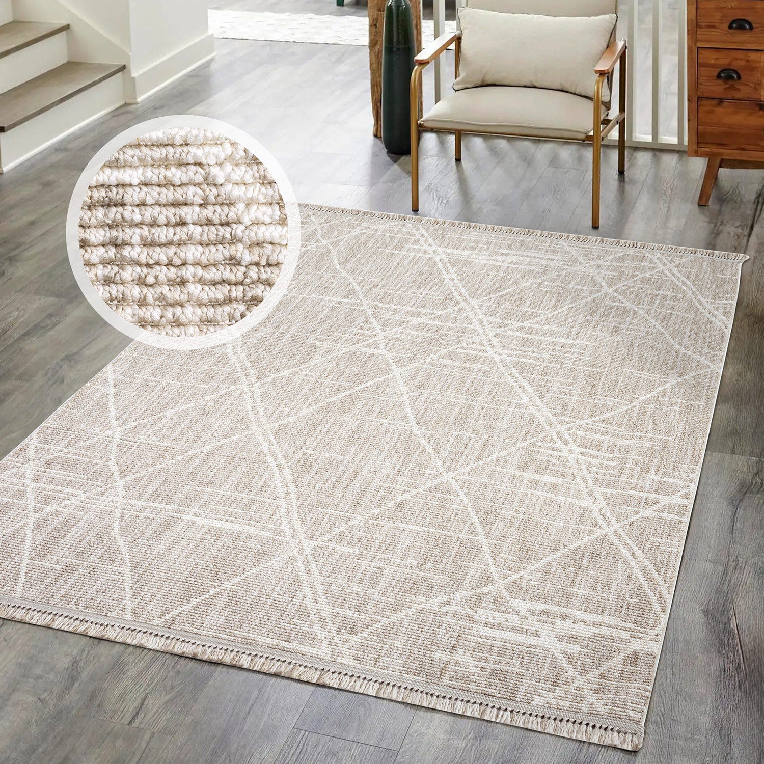 Tapis Berbère texture à franges - Beige – STUDIO DECO