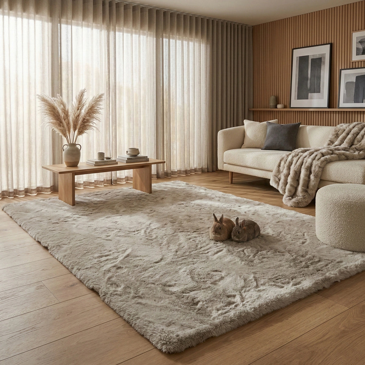 Tapis à poils long ultra-doux Greige