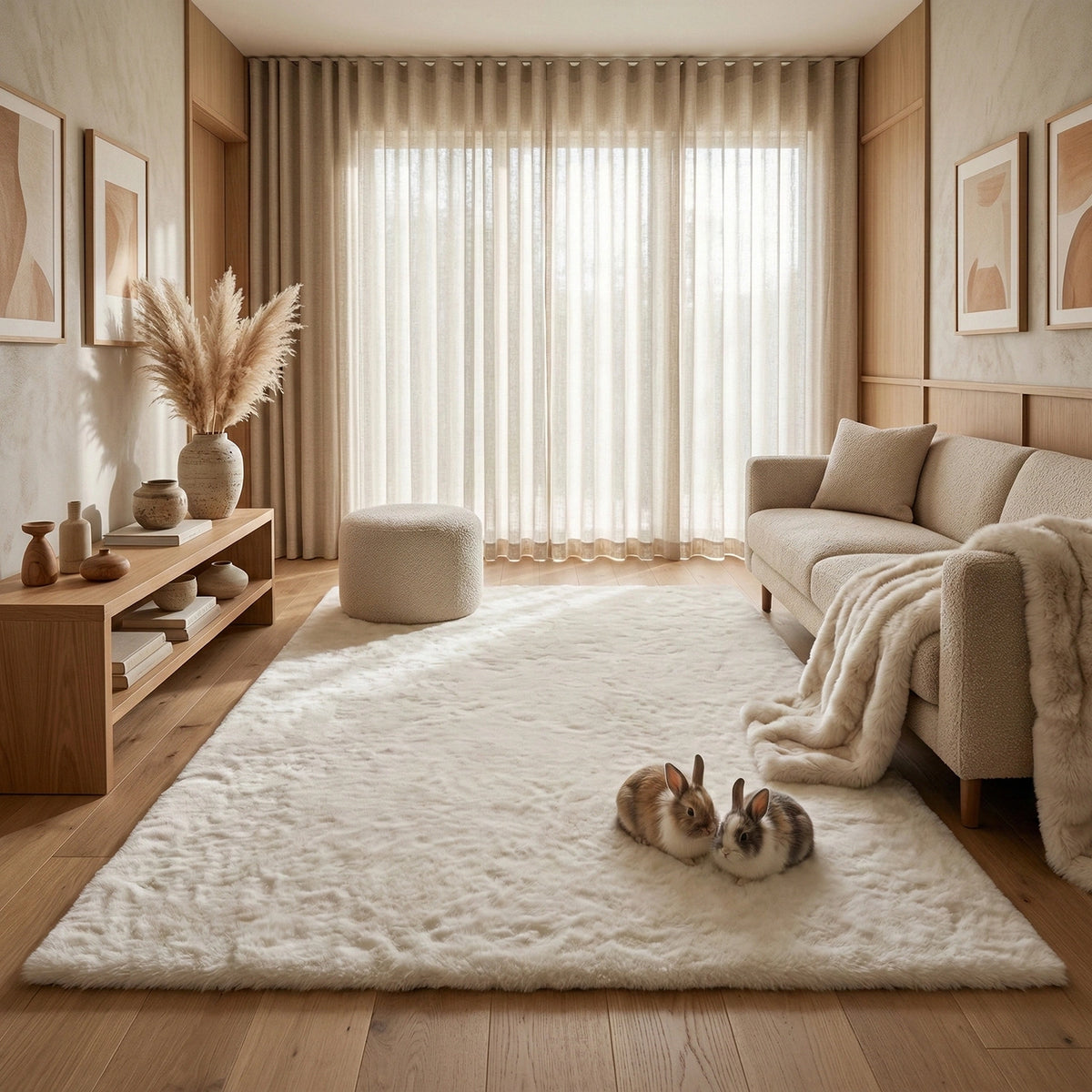 Tapis à poils long ultra-doux Blanc
