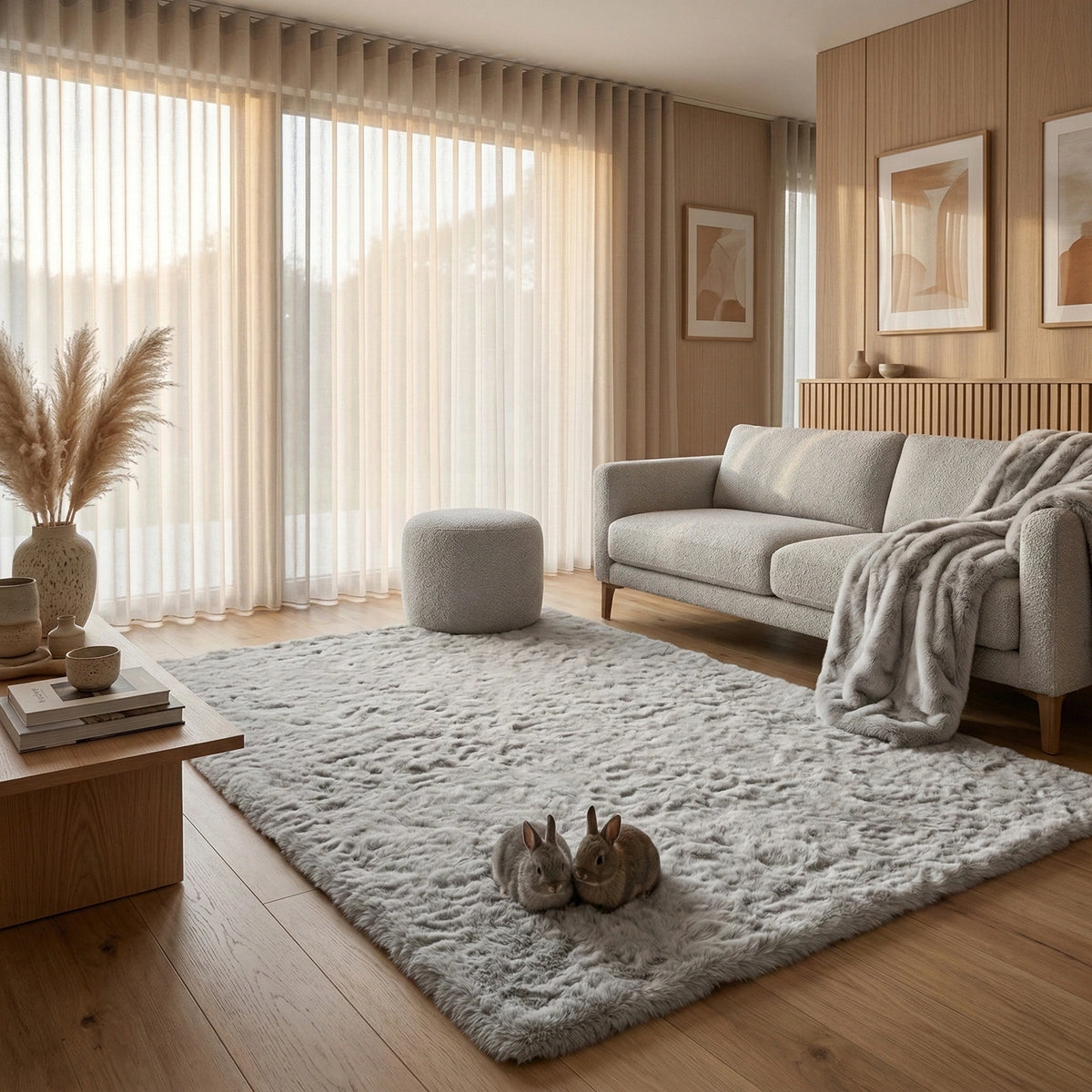 Tapis à poils long ultra-doux Gris