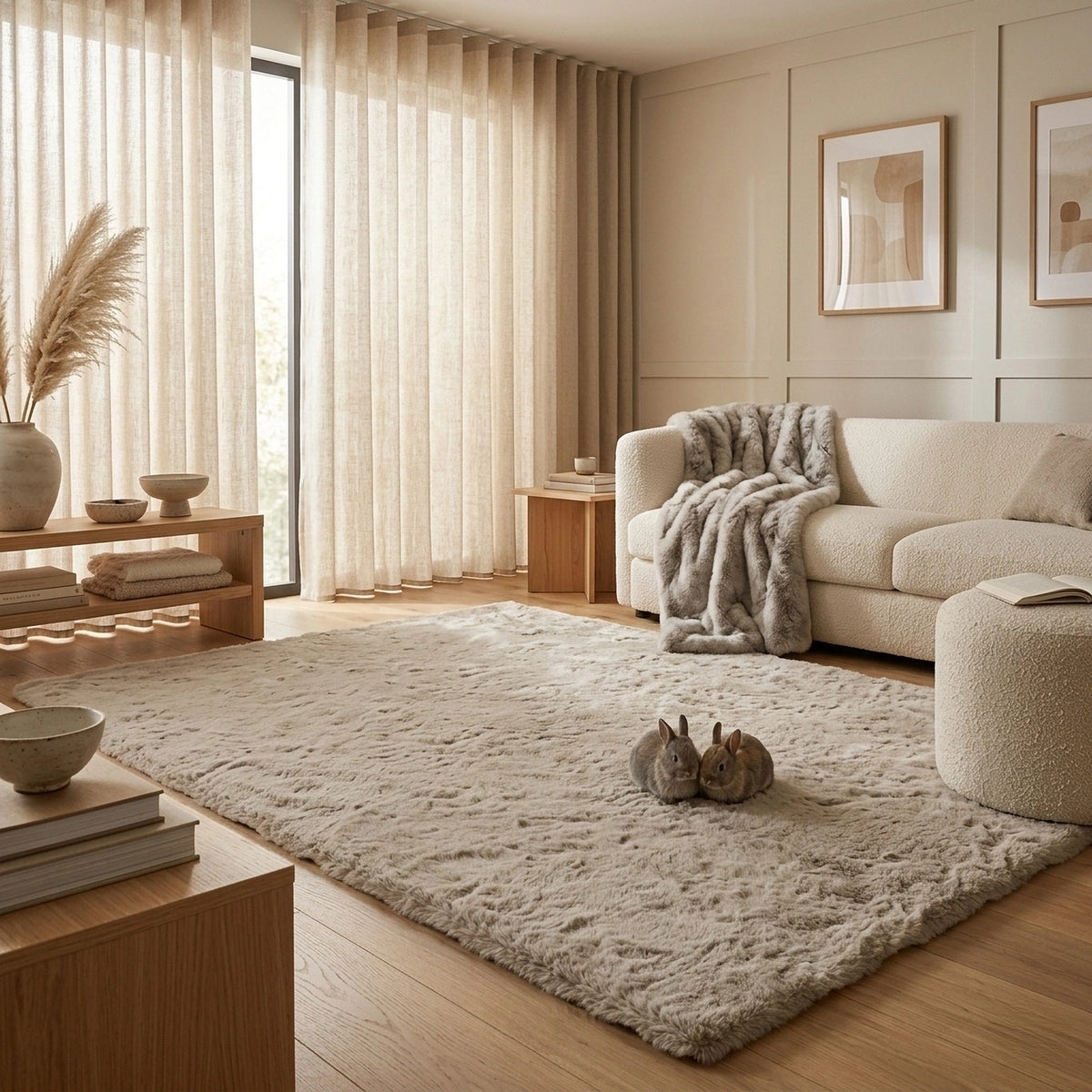 Tapis à poils long ultra-doux Taupe Clair