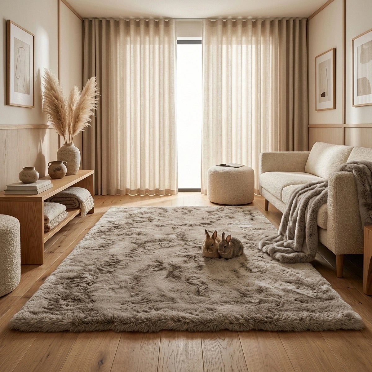 Tapis à poils long ultra-doux Taupe
