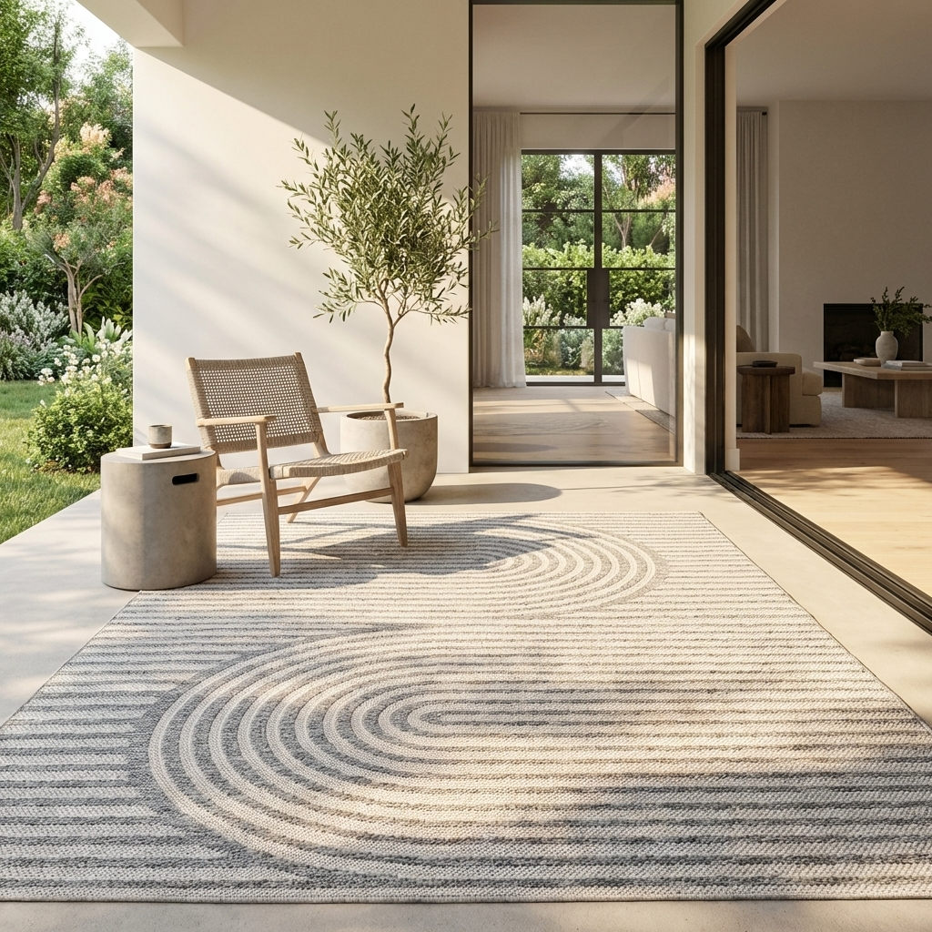 Tapis extérieur et intérieur à motifs géométriques Gris