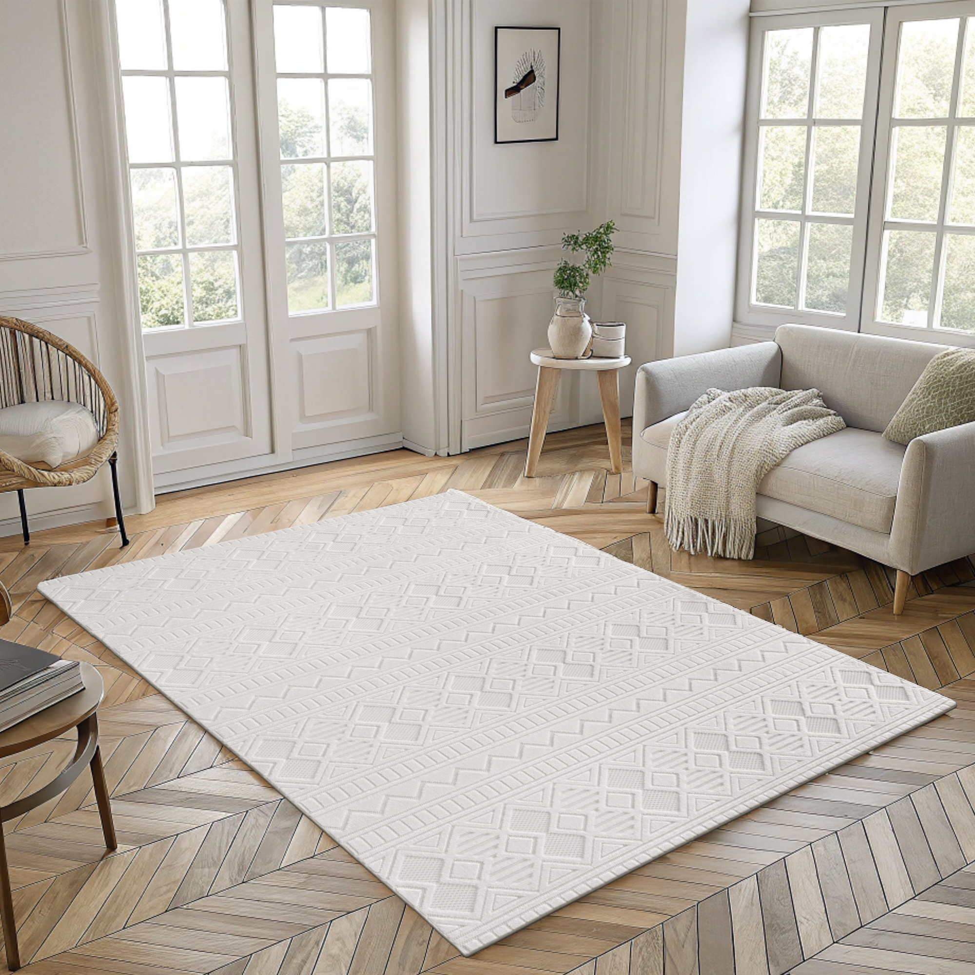 Tapis Scandinave à motifs en relief SANDVIKA – STUDIO DECO