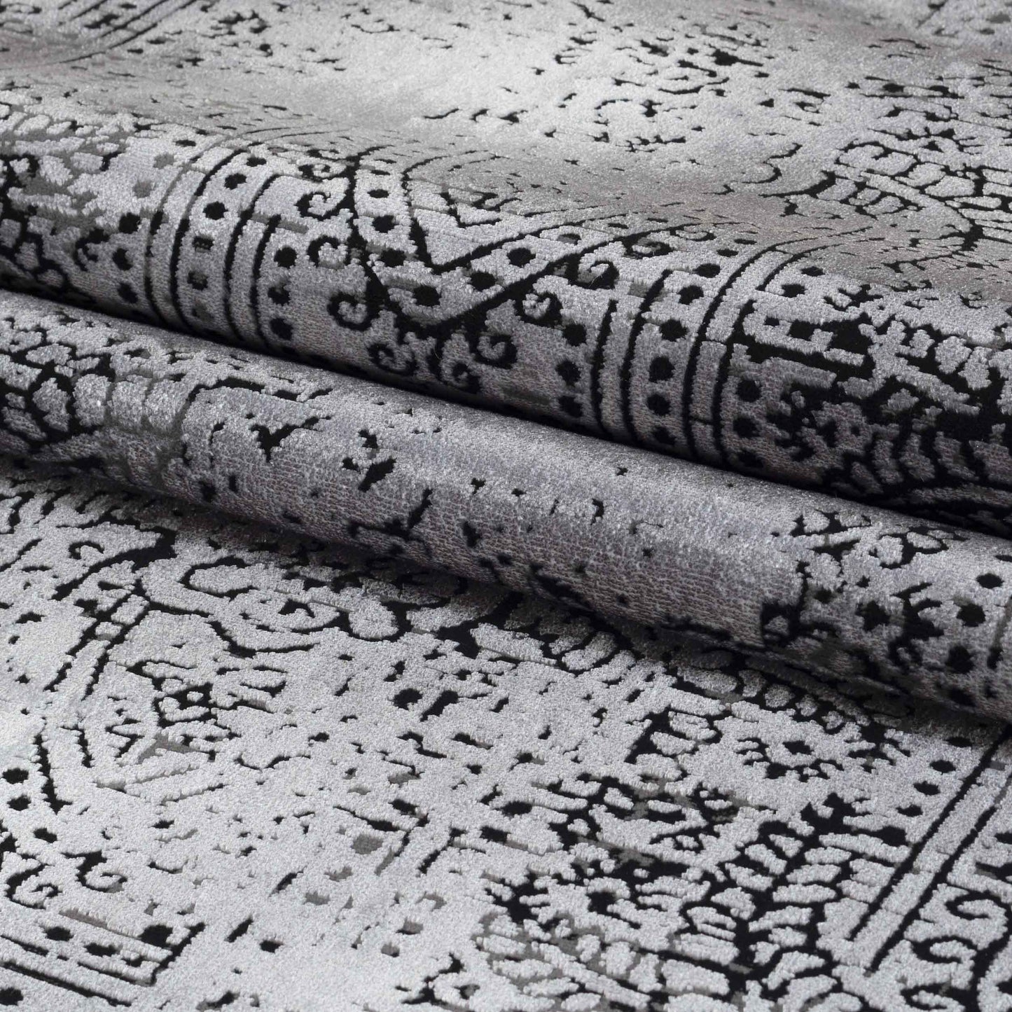 Tapis Vintage Oriental Aspect Viscose Gris