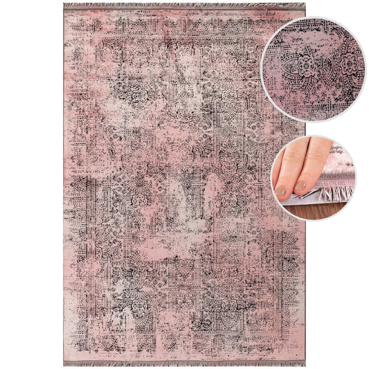 Tapis Vintage Oriental Aspect Viscose Rose