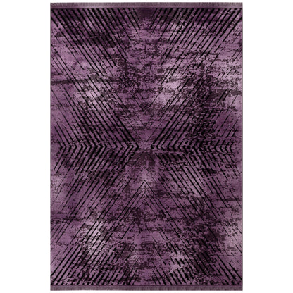 Tapis Vintage Géométrique Aspect Viscose Violet