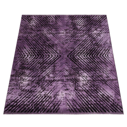 Tapis Vintage Géométrique Aspect Viscose Violet