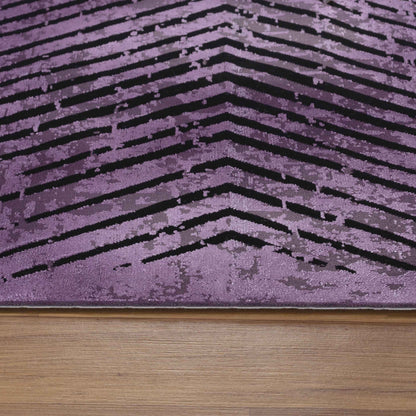 Tapis Vintage Géométrique Aspect Viscose Violet