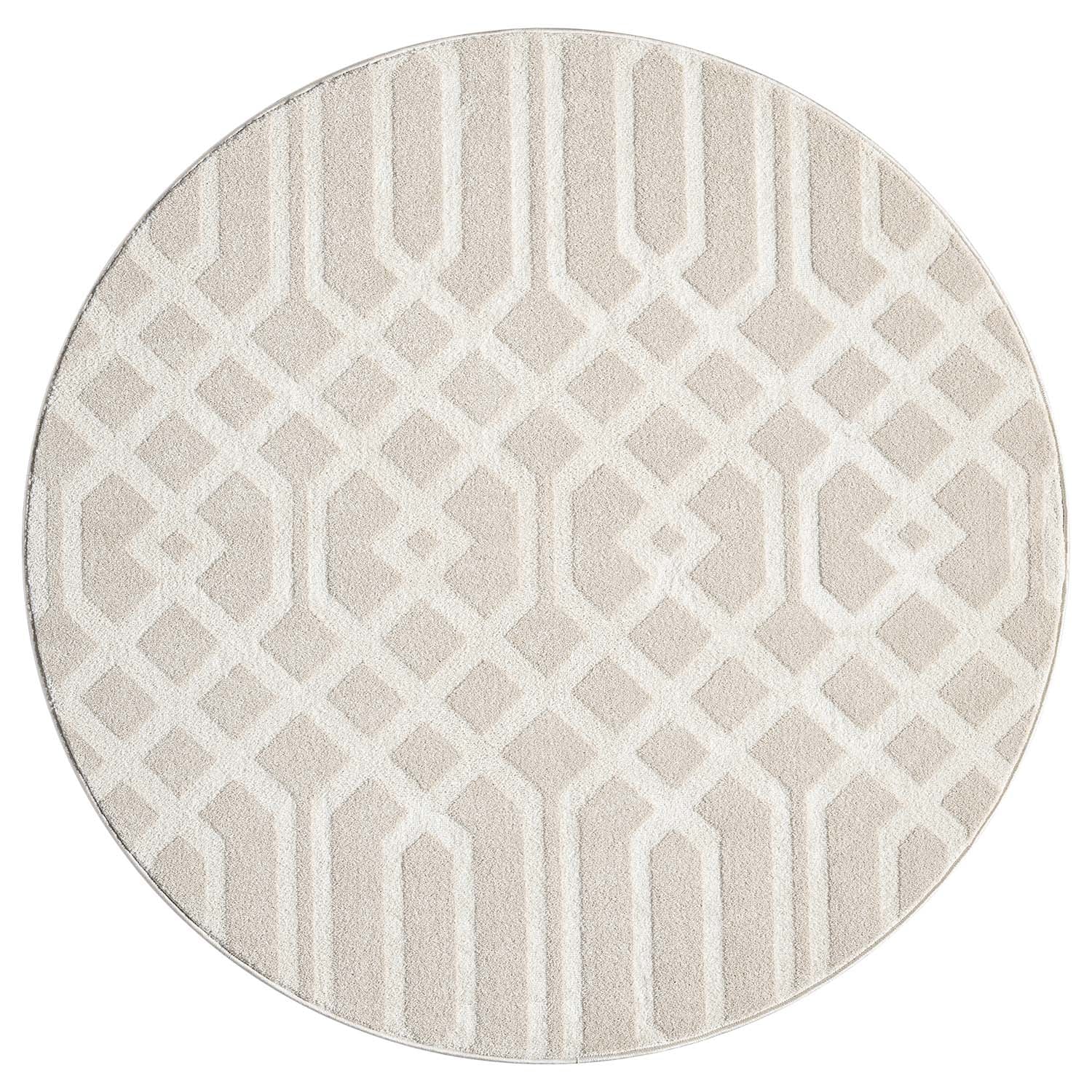 Tapis rond à motifs Géométrique Beige – STUDIO DECO