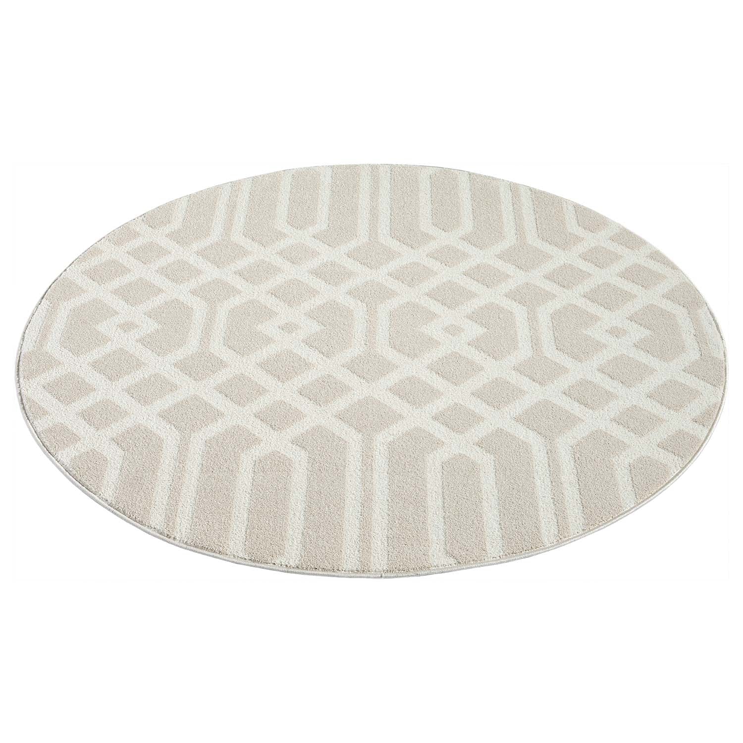Tapis rond à motifs Géométrique Beige – STUDIO DECO