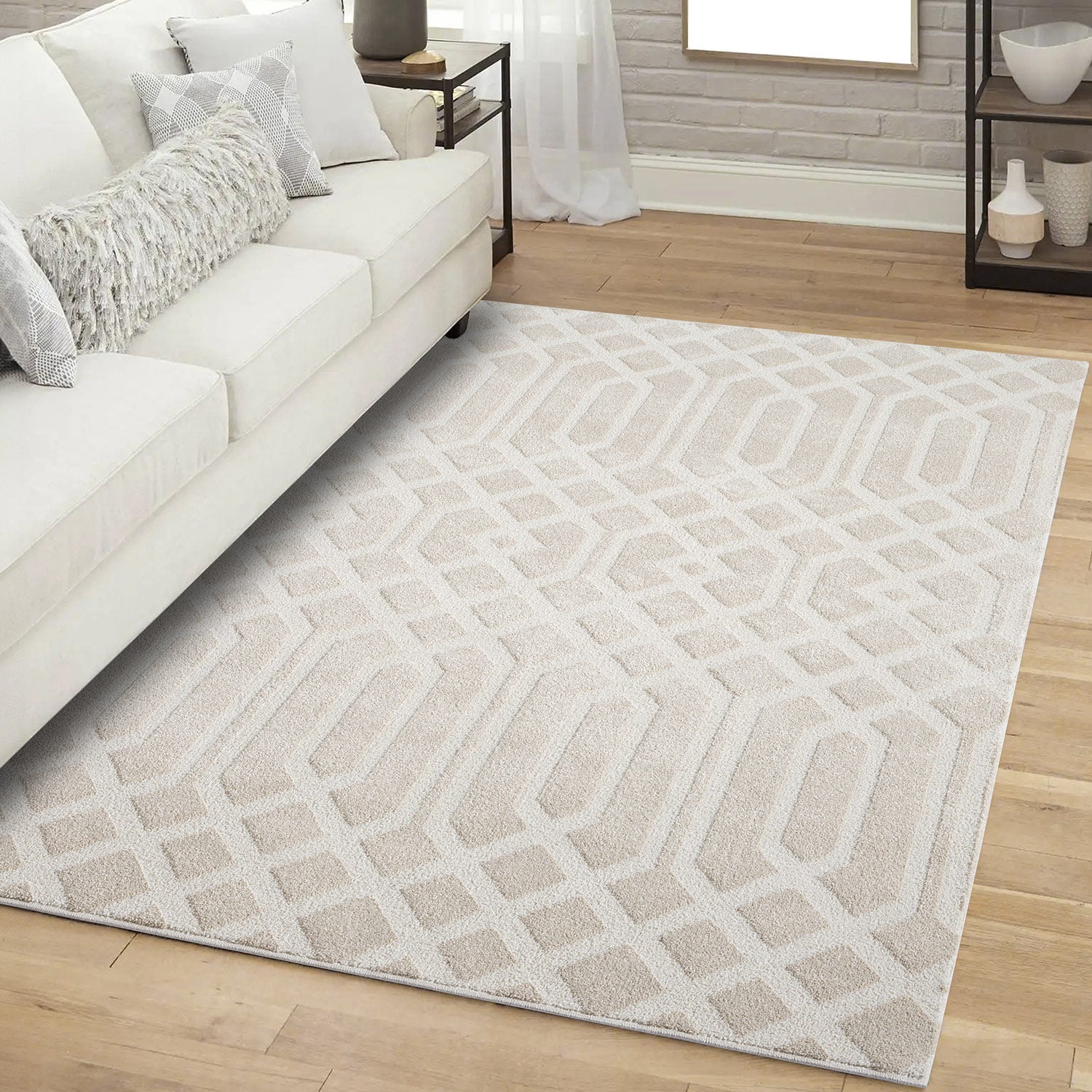 Tapis à motifs Géométrique Beige – STUDIO DECO