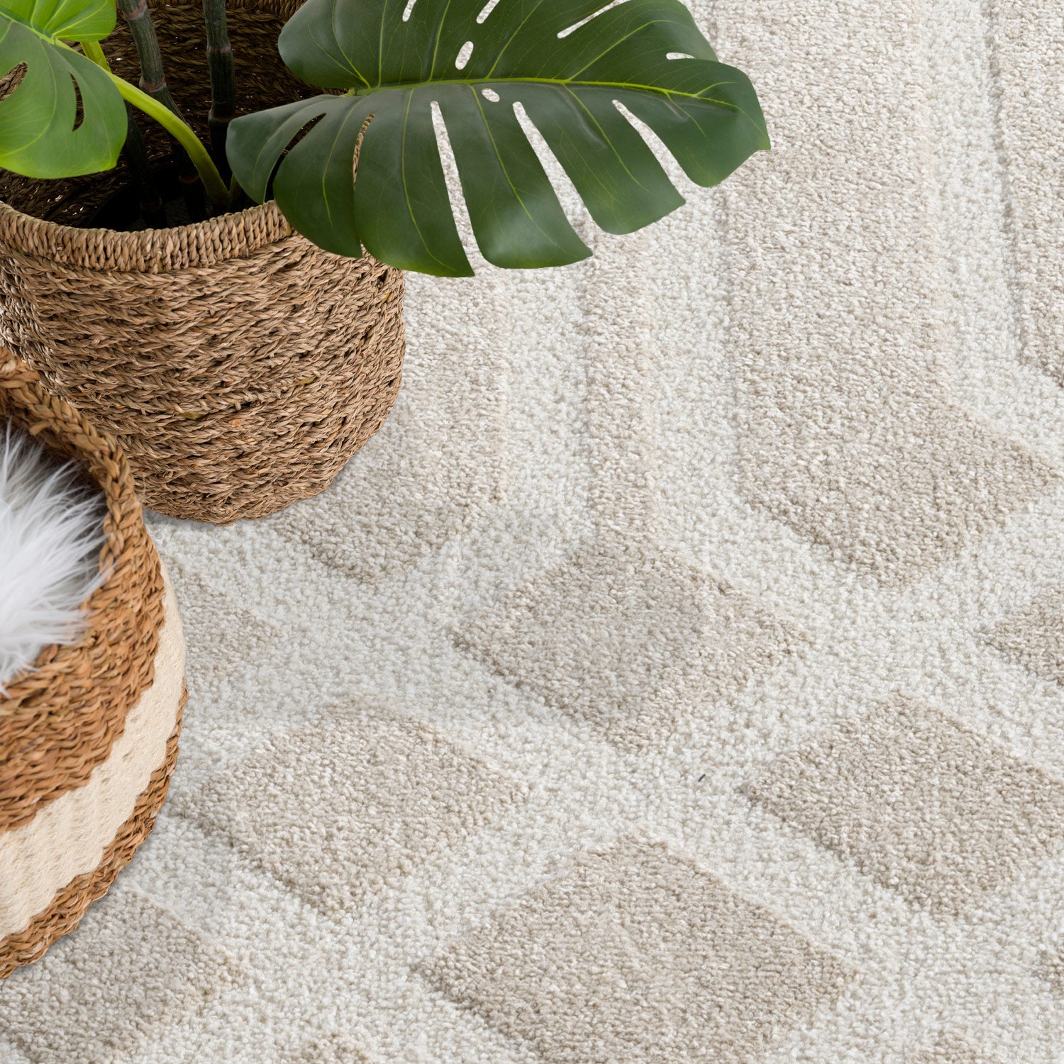 Tapis à motifs Géométrique Beige – STUDIO DECO