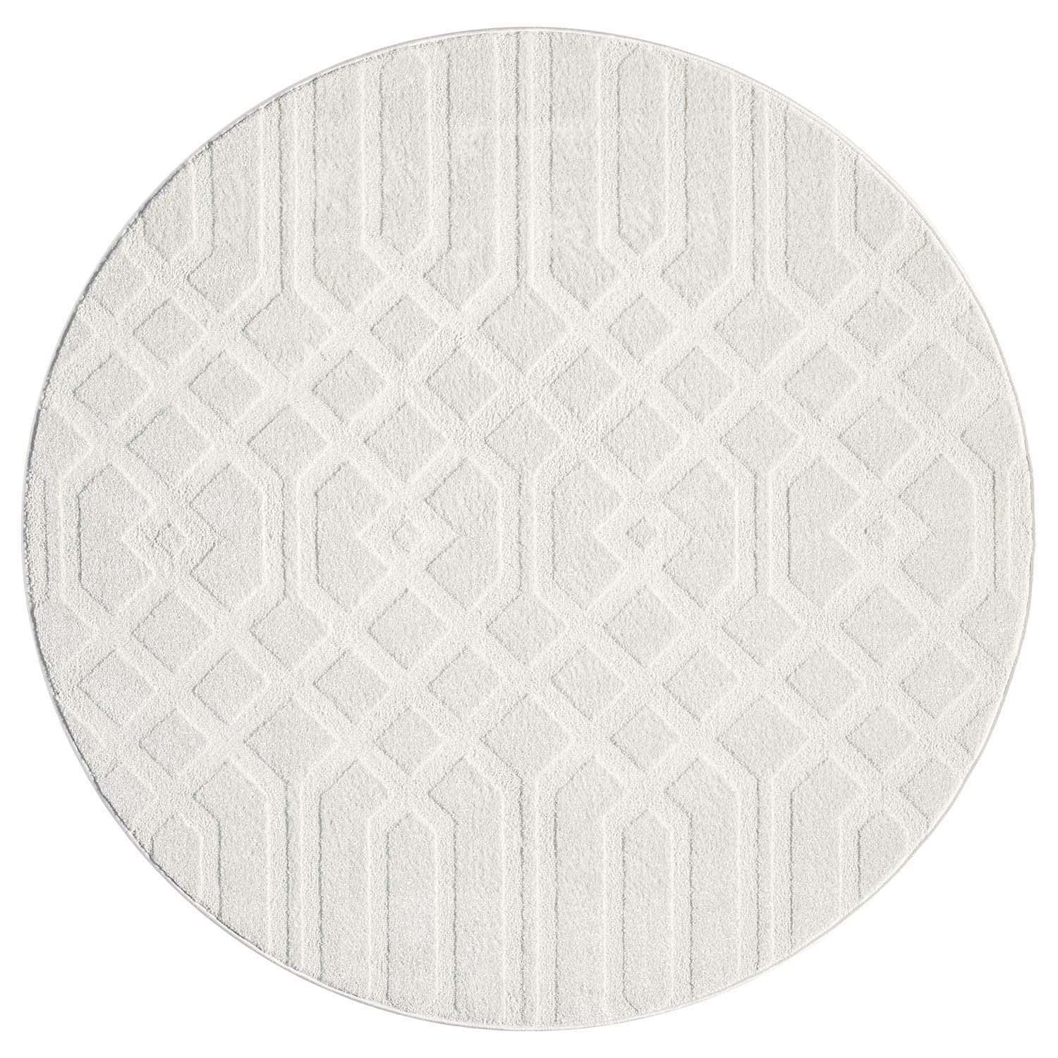 Tapis Rond à motifs Ton sur Ton Géométrique Crème – STUDIO DECO