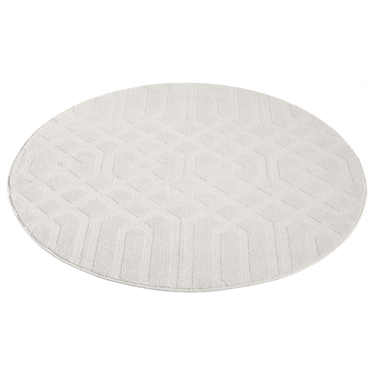 Tapis Rond à motifs Ton sur Ton Géométrique Crème – STUDIO DECO