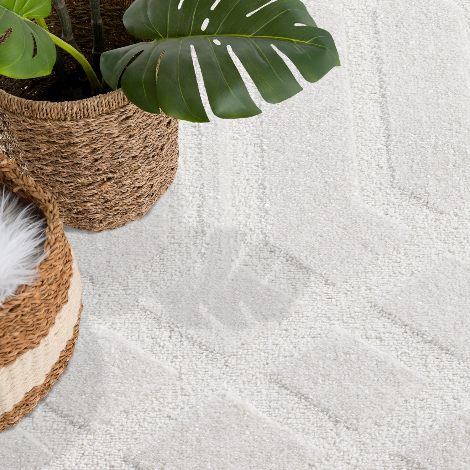 Tapis à motifs Ton sur Ton Géométrique Crème – STUDIO DECO