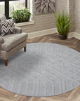 Tapis Rond à motifs Ton sur Ton Géométrique Gris – STUDIO DECO