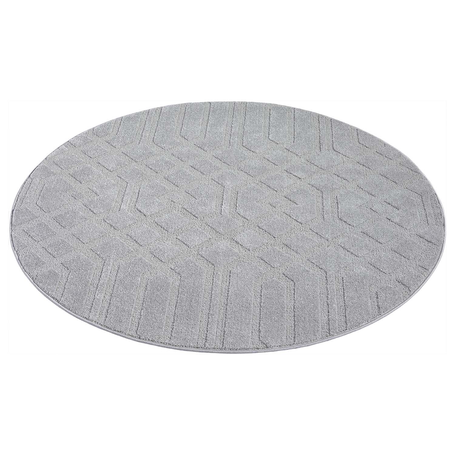Tapis Rond à motifs Ton sur Ton Géométrique Gris – STUDIO DECO