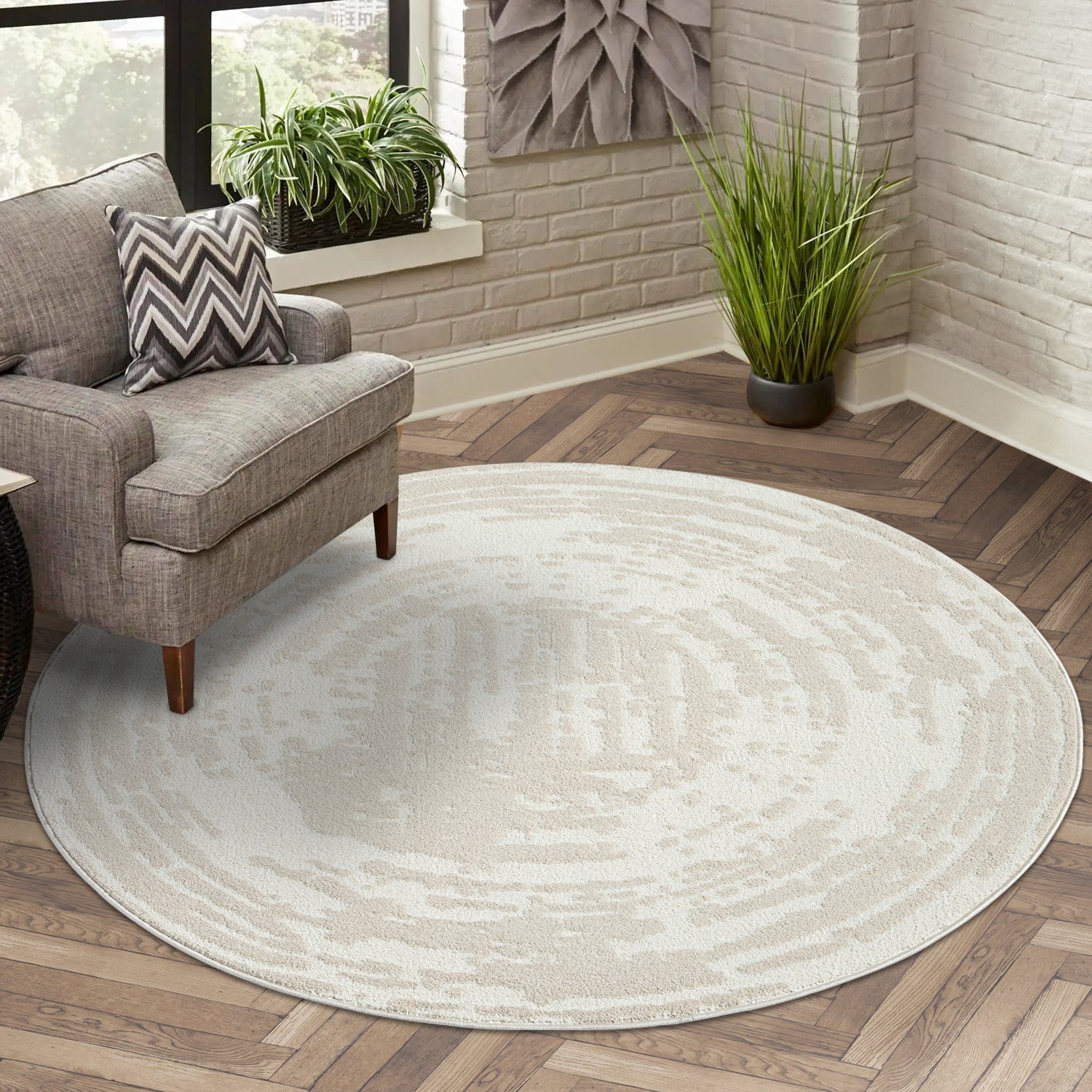 Tapis rond à motifs Abstrait - Beige – STUDIO DECO