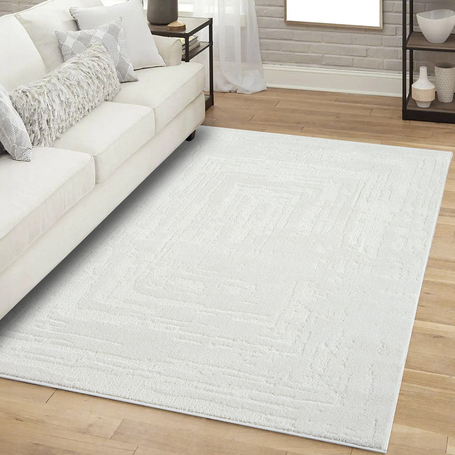 Tapis à motifs Ton sur Ton Abstrait Crème – STUDIO DECO