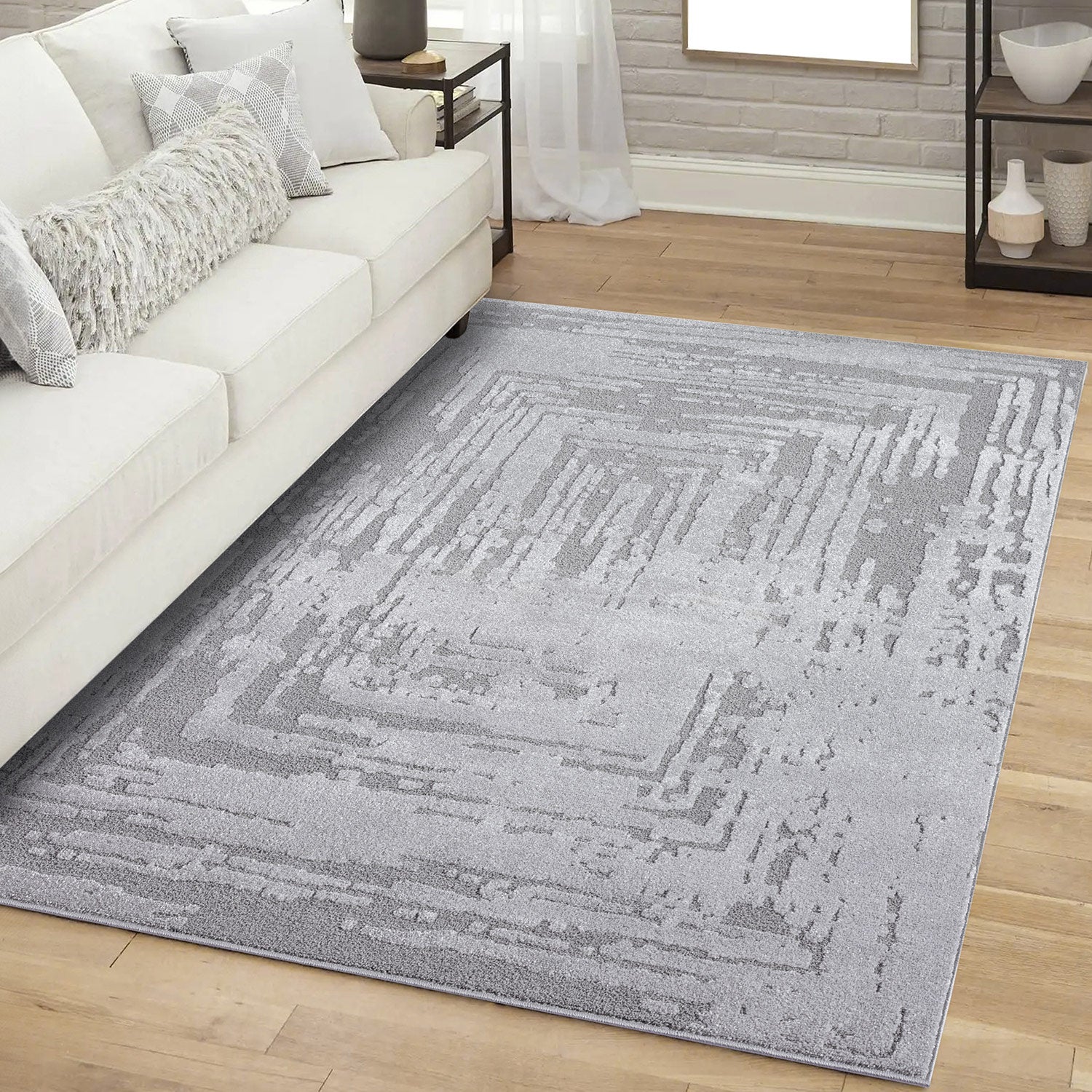 Tapis à motifs Ton sur Ton Abstrait Gris – STUDIO DECO