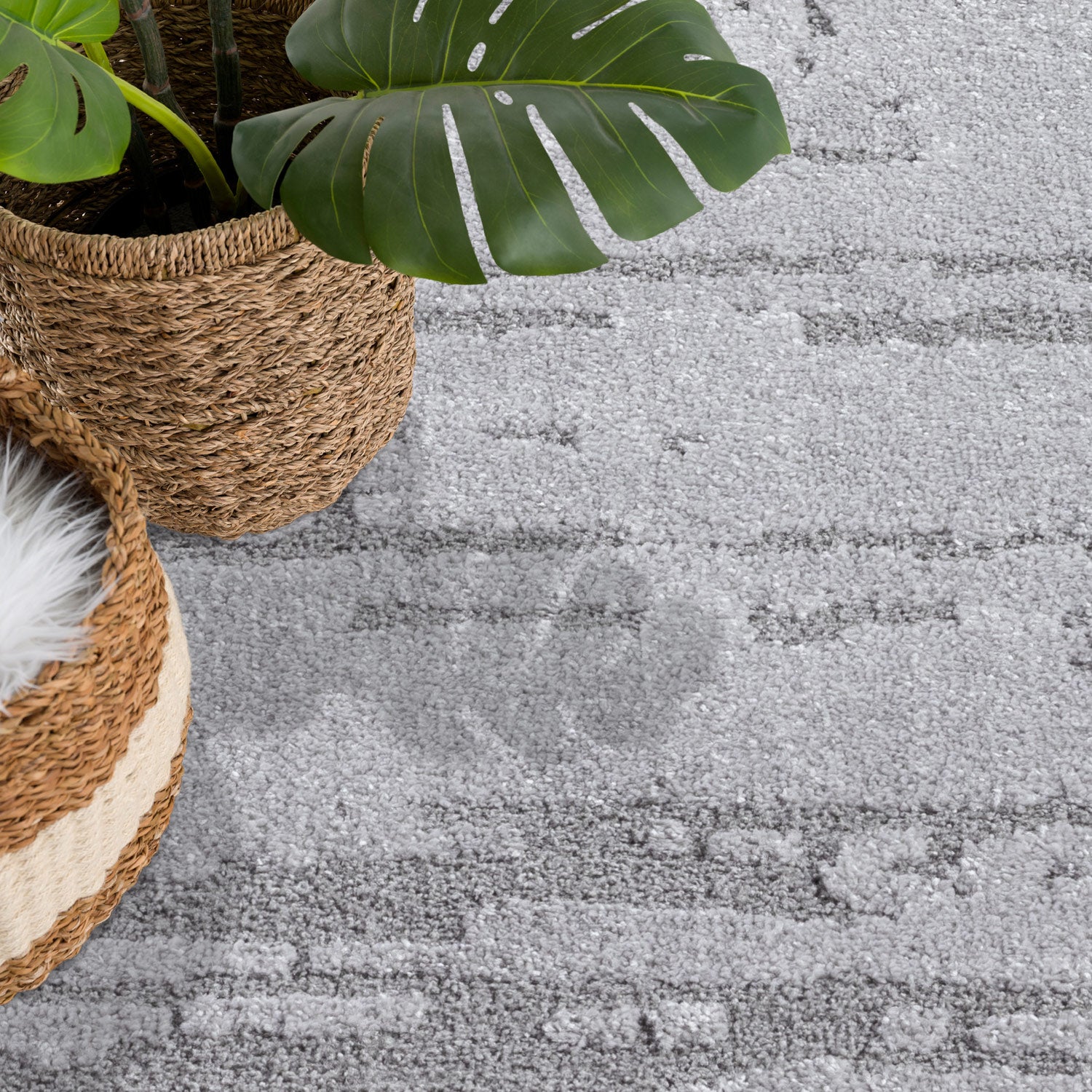 Tapis Rond à motifs Ton sur Ton Abstrait Gris – STUDIO DECO