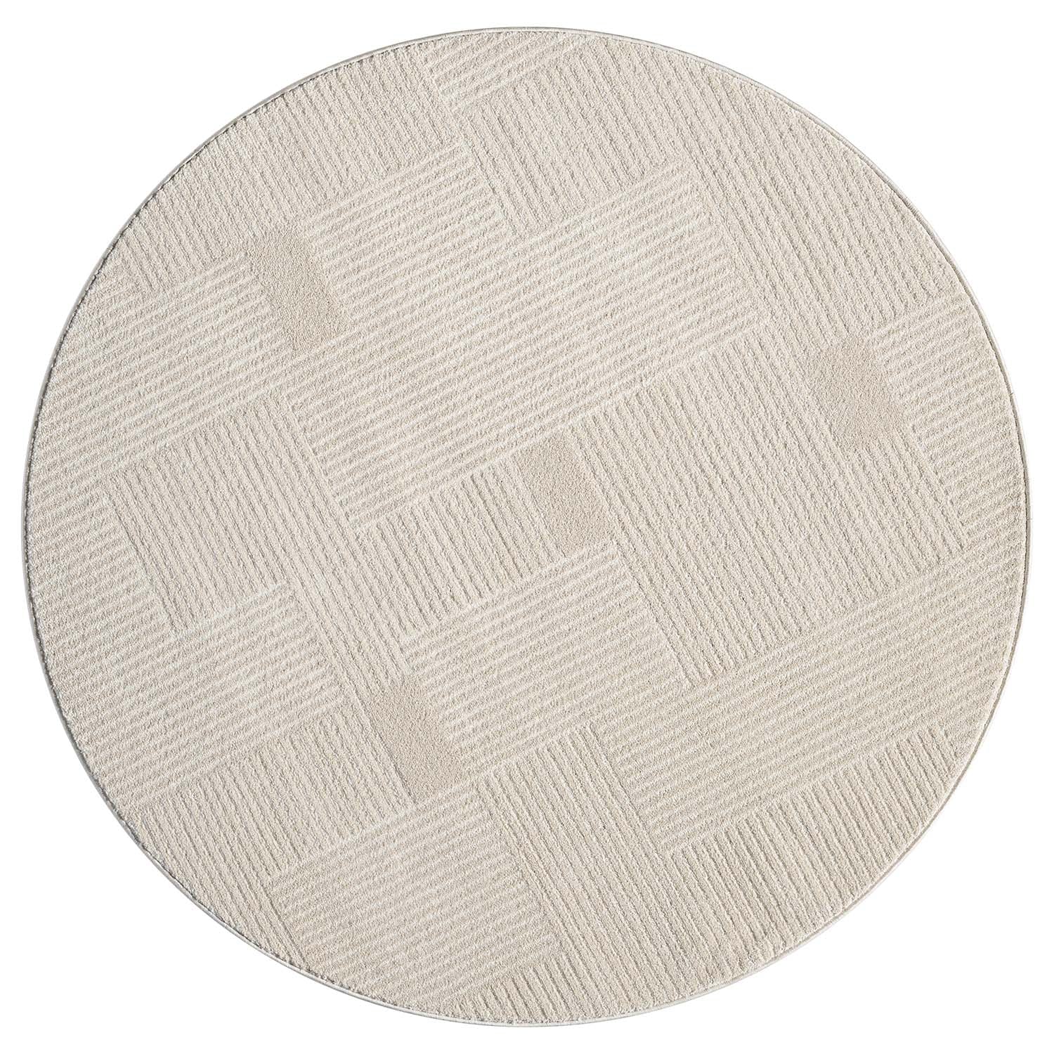Tapis rond à motifs Lignes - Beige – STUDIO DECO