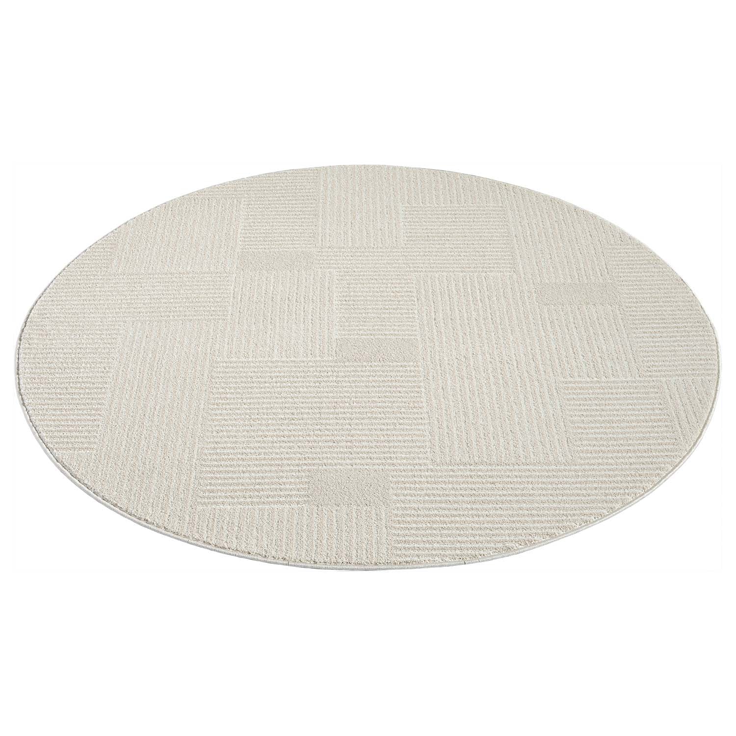 Tapis rond à motifs Lignes - Beige – STUDIO DECO